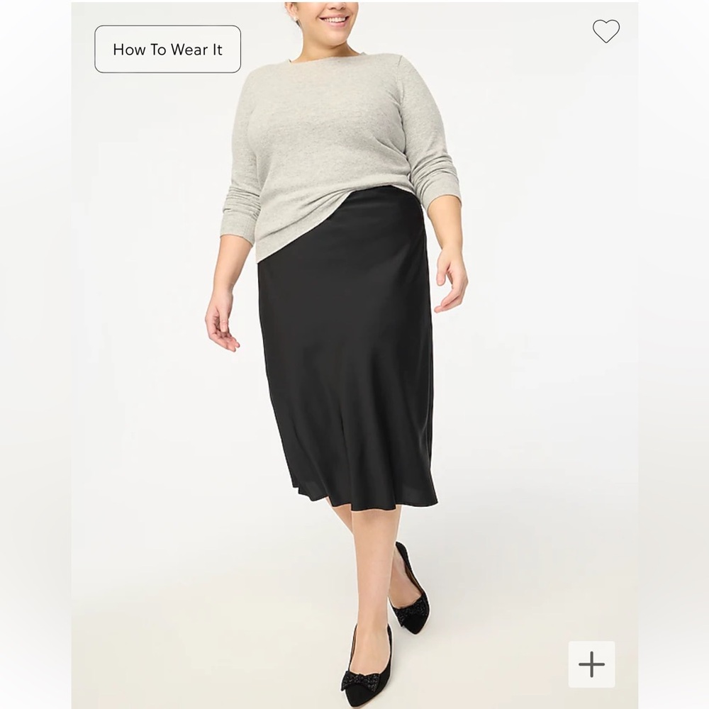 Black Satin Slip Skirt — EUC — 2x